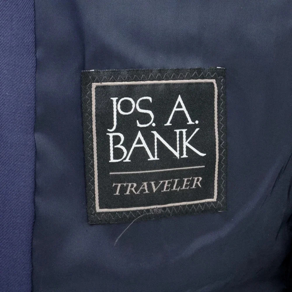 Jos A Bank Traveler Sport Coat Mens 42S Blue Wool Lined Blazer Jacket Preppy